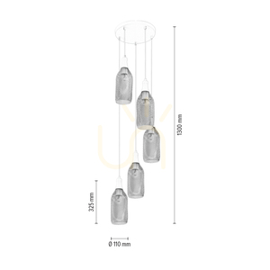 Barla taklampa, 5xE27, Max. 60 W, vit metall/vit PVC-sladd/vit metallskärm, Ø 37 cm small 3