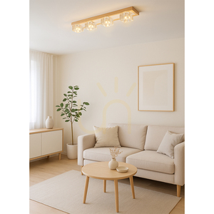 Berko taklampa, inkluderar 4xG4, Max. 2,5 W, oljad ek/vit metall/klar glasskärm, 68 cm small 1
