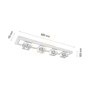 Berko taklampa, inkluderar 4xG4, Max. 2,5 W, oljad ek/vit metall/klar glasskärm, 68 cm small 2