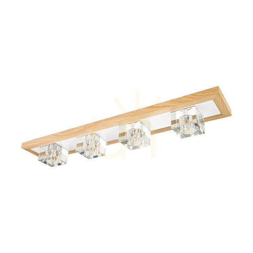 Kontrollera Berko taklampa, inkluderar 4xG4, Max. 2,5 W, oljad ek/vit metall/klar glasskärm, 68 cm