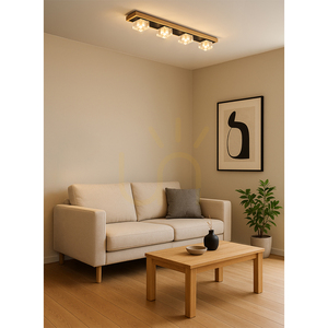 Berko taklampa, inkluderar 4xG4, Max. 2,5 W, oljad ek/svart metall/klar glasskärm, 68 cm small 1
