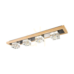 Berko taklampa, inkluderar 4xG4, Max. 2,5 W, oljad ek/svart metall/klar glasskärm, 68 cm small 0