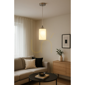Vit Kawiaty-pendellampa, 1xE27, Max. 60 W, krommetall / genomskinlig PVC-sladd / vit glasskärm, Ø 10 cm small 1