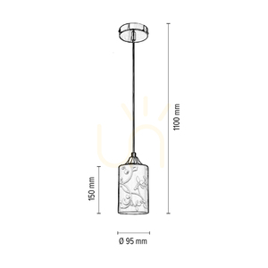 Vit Kawiaty-pendellampa, 1xE27, Max. 60 W, krommetall / genomskinlig PVC-sladd / vit glasskärm, Ø 10 cm small 2