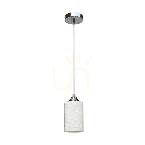 Kontrollera Vit Kawiaty-pendellampa, 1xE27, Max. 60 W, krommetall / genomskinlig PVC-sladd / vit glasskärm, Ø 10 cm