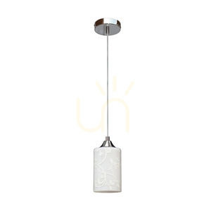 Vit Kawiaty-pendellampa, 1xE27, Max. 60 W, krommetall / genomskinlig PVC-sladd / vit glasskärm, Ø 10 cm small 0
