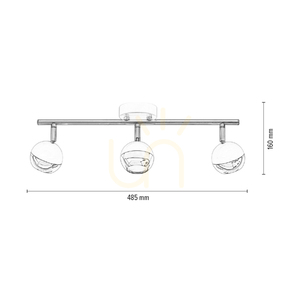 Taklampa Bianca, 3xGU10, Max. 50 W, vit/kromfärgad metall, 48,5 cm small 4