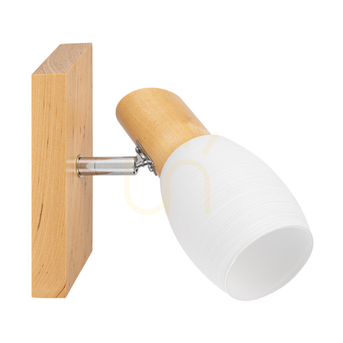 Kontrollera Birgit vägglampa 1xE14 Max. 40 W, björk/krom, metall/vit glasskärm, 18 cm