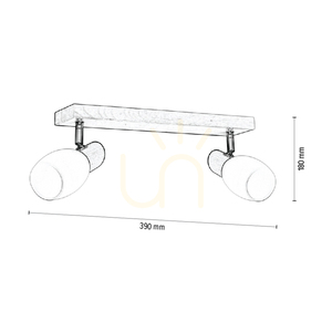 Taklampa Birgit, 2xE14, Max. 40 W, björk/krommetall/vit glasskärm, 39 cm small 2