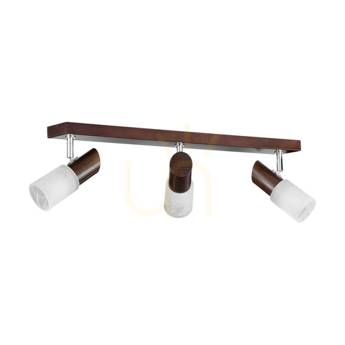 Kontrollera Taklampa Birgit, 3xE14, Max. 40 W, bok- och valnötsträ / krommetall / vit glasskärm, 55 cm