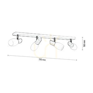 Taklampa Birgit, 4xE14, Max. 40 W, björk/krommetall/vit glasskärm, 77 cm small 2