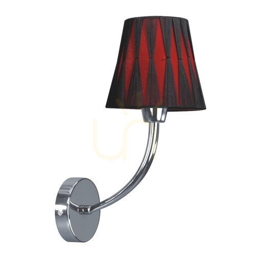 Kontrollera Borgia vägglampa, 1xE14, Max. 40 W, krommetall / rött och svart, 21 cm lampskärm