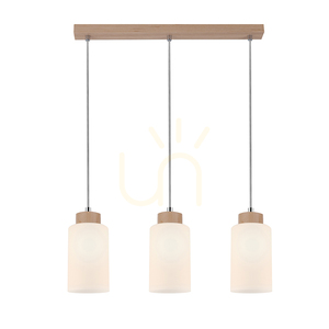Bosco taklampa, 3xE27, Max. 60 W, björk/genomskinlig PVC-sladd/vit glasskärm, 52 cm small 1