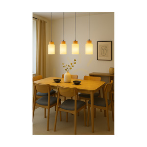 Bosco taklampa, 4xE27, Max. 60 W, björk/genomskinlig PVC-sladd/vit glasskärm, 75 cm small 2
