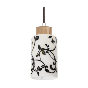 Bosco taklampa, 1xE27, Max. 60 W, oljad ek/antracit, flätad sladd/vit-svart, glasskärm Ø 10 cm small 1