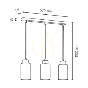 Bosco taklampa, 3xE27, Max. 60 W, oljad ek/antracit, flätad sladd/svart och vitt, glasskärm, 54 cm small 2