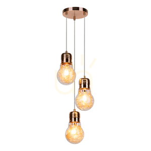 Lampskärm med glödlampa, 3xE27 max. 60 W kopparmetall / genomskinlig PVC-sladd / genomskinlig glasskärm, Ø 20 cm small 1