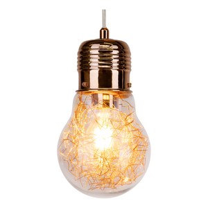Lampskärm med glödlampa, 3xE27 max. 60 W kopparmetall / genomskinlig PVC-sladd / genomskinlig glasskärm, Ø 20 cm small 2