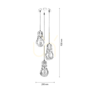 Lampskärm med glödlampa, 3xE27 max. 60 W kopparmetall / genomskinlig PVC-sladd / genomskinlig glasskärm, Ø 20 cm small 4