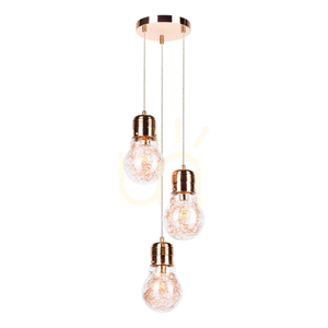 Lampskärm med glödlampa, 3xE27 max. 60 W kopparmetall / genomskinlig PVC-sladd / genomskinlig glasskärm, Ø 20 cm small 0