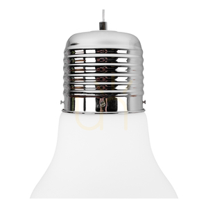 Lampskärm med glödlampa, 3xE27, Max. 60 W, krommetall / genomskinlig PVC-sladd / vit glasskärm, Ø 33 cm small 1