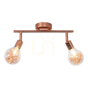 Taklampa, 2xG9-glödlampor, max. 28 W, kopparfärgad metall/genomskinlig glasskärm, 32,5 cm small 1