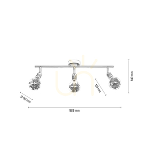 Taklampa, 3xG9-glödlampor, max. 28 W, kopparfärgad metall/transparent glasskärm, 58,5 cm small 4