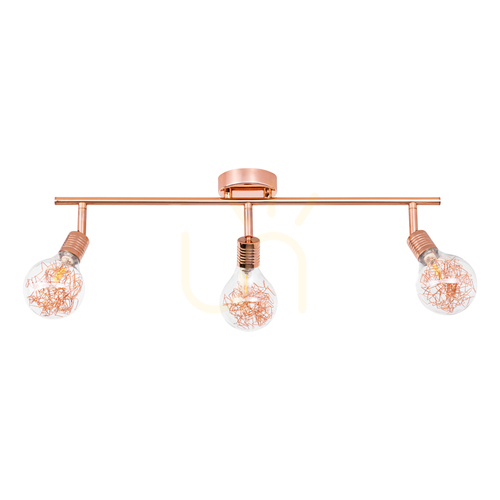 Kontrollera Taklampa, 3xG9-glödlampor, max. 28 W, kopparfärgad metall/transparent glasskärm, 58,5 cm