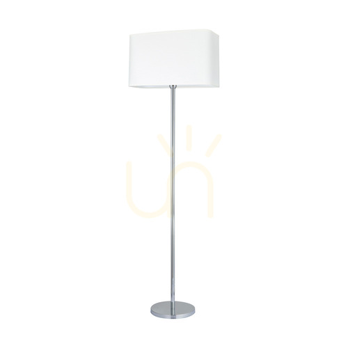 Kontrollera Cadre golvlampa, 1xE27, Max. 40 W, krommetall/genomskinlig PVC-sladd/vit lampskärm, 56 cm