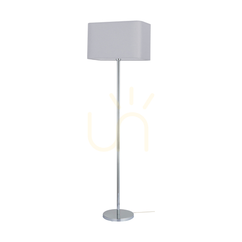 Kontrollera Cadre golvlampa, 1xE27, Max. 40 W, krommetall / genomskinlig PVC-sladd / grå lampskärm, 56 cm