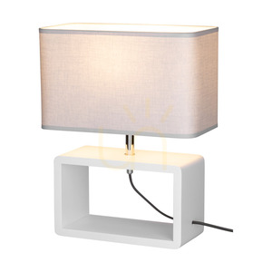 Cadre Quadrat bordslampa, 1xE27, Max. 25 W, vitt bokträ, flätad sladd/grå, 30 cm lampskärm small 1