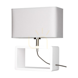 Cadre Quadrat bordslampa, 1xE27, Max. 25 W, vitt bokträ, flätad sladd/grå, 30 cm lampskärm small 2