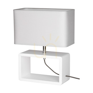 Cadre Quadrat bordslampa, 1xE27, Max. 25 W, vitt bokträ, flätad sladd/grå, 30 cm lampskärm small 0