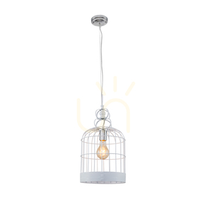 Hänglampa i burform, 1xE27, Max. 60 W, vit metall, Ø 25 cm small 1