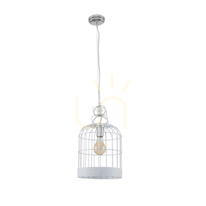Hänglampa i burform, 1xE27, Max. 60 W, vit metall, Ø 25 cm small 0