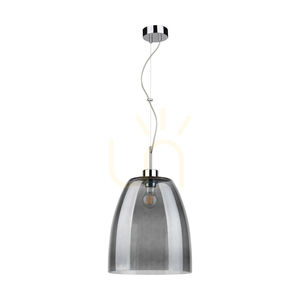 Campana taklampa, 1xE27, Max. 60 W, krommetall / genomskinlig PVC-sladd / lampskärm i rökfärgat glas, Ø 30 cm small 0