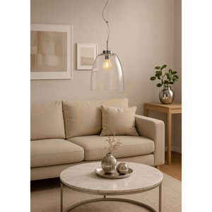 Campana taklampa, 1xE27, Max. 60 W, krommetall / genomskinlig PVC-sladd / genomskinlig glasskärm, Ø 30 cm small 1