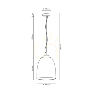 Campana taklampa, 1xE27, Max. 60 W, oljad ek / genomskinlig PVC-sladd / vit glasskärm, Ø 30 cm small 2