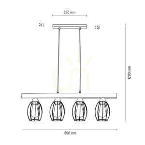 Carlo taklampa 4xE27 Max. 60 W, oljad ek/svart metall/svart PVC-sladd/svart metallskärm, 86 cm small 2