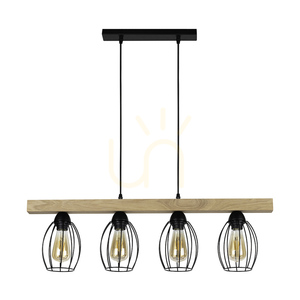 Carlo taklampa 4xE27 Max. 60 W, oljad ek/svart metall/svart PVC-sladd/svart metallskärm, 86 cm small 0