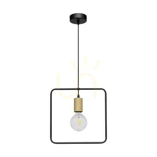 Kontrollera Carsten Wood taklampa, 1xE27, Max. 60 W, oljad ek/svart metall/svart PVC-sladd, Ø 32 cm