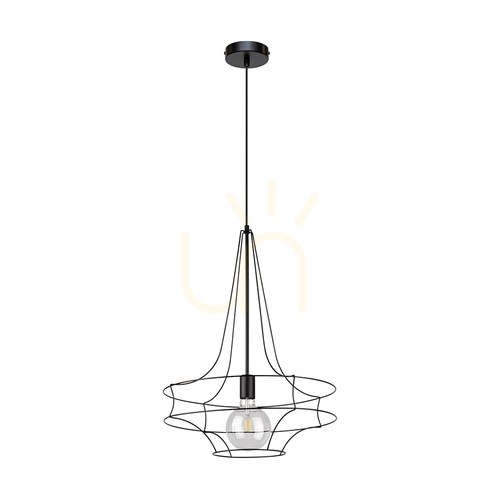 Kontrollera Casa Rina taklampa, 1xE27, Max. 60 W, svart metall/svart PVC-kabel, Ø 48 cm