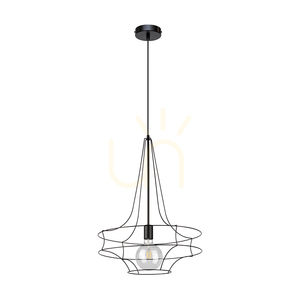 Casa Rina taklampa, 1xE27, Max. 60 W, svart metall/svart PVC-kabel, Ø 48 cm small 0