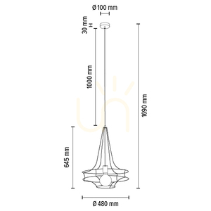 Casa Rina taklampa 1xE27 Max. 60 W, oljad ek/svart metall/svart PVC-sladd, Ø 48 cm small 3
