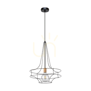 Casa Rina taklampa 1xE27 Max. 60 W, oljad ek/svart metall/svart PVC-sladd, Ø 48 cm small 0