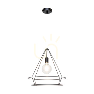 Casa Triango taklampa, 1xE27, Max. 60 W, svart metall/svart PVC-kabel, Ø 48 cm small 1