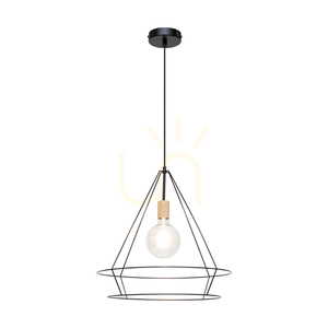Casa Triango taklampa 1xE27 max. 60 W, oljad ek/svart metall/svart PVC-sladd, Ø 48 cm small 1