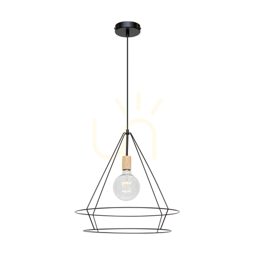 Kontrollera Casa Triango taklampa 1xE27 max. 60 W, oljad ek/svart metall/svart PVC-sladd, Ø 48 cm
