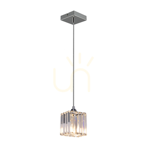 Casino taklampa, 1xE27, Max. 60 W, krommetall / genomskinlig PVC-sladd / genomskinlig kristallskärm, 13 cm small 1