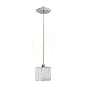 Casino taklampa, 1xE27, Max. 60 W, krommetall / genomskinlig PVC-sladd / genomskinlig kristallskärm, 13 cm small 2